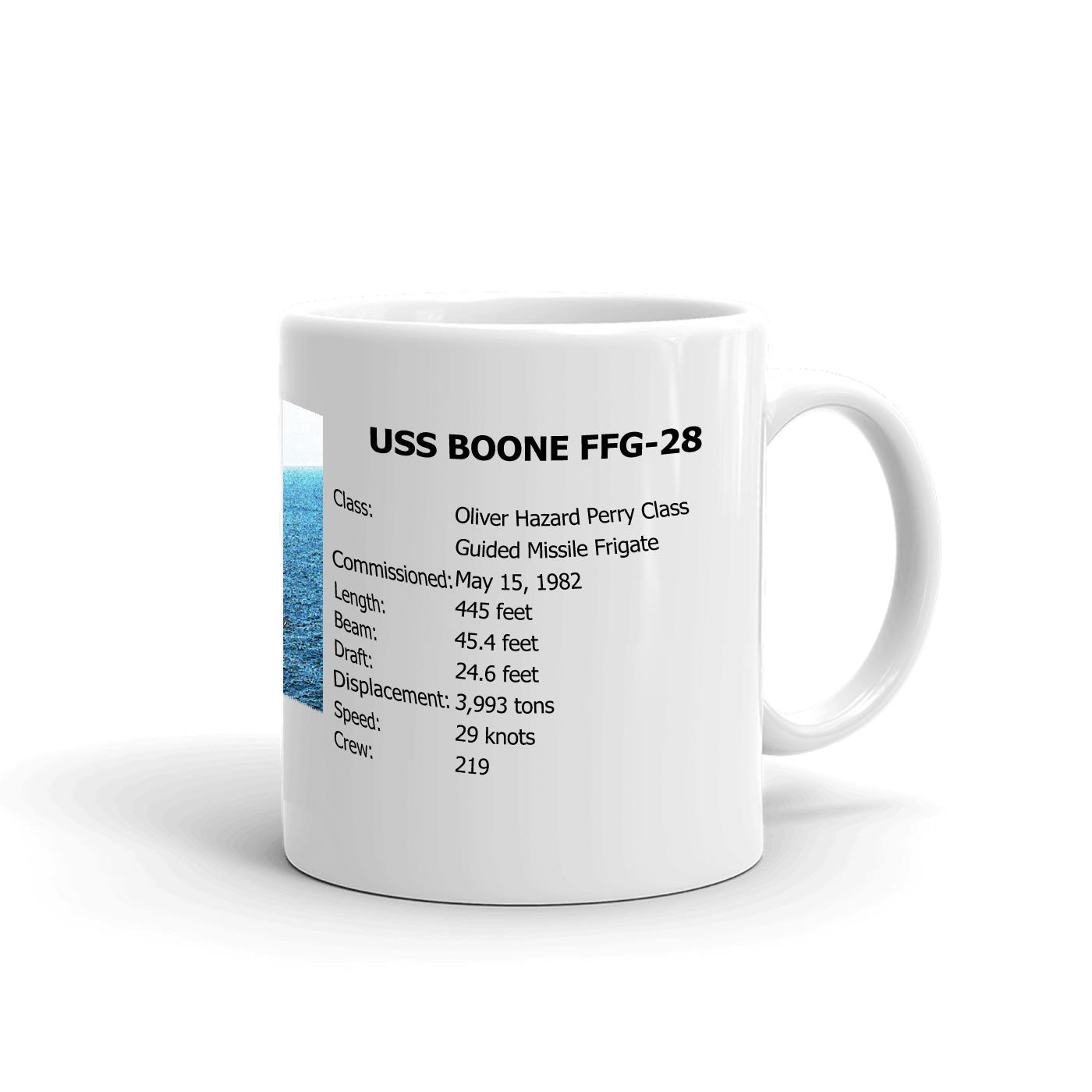 USS Boone FFG-28 Coffee Cup Mug Right Handle