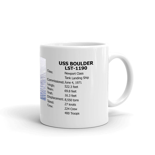 USS Boulder LST-1190 Coffee Cup Mug Right Handle