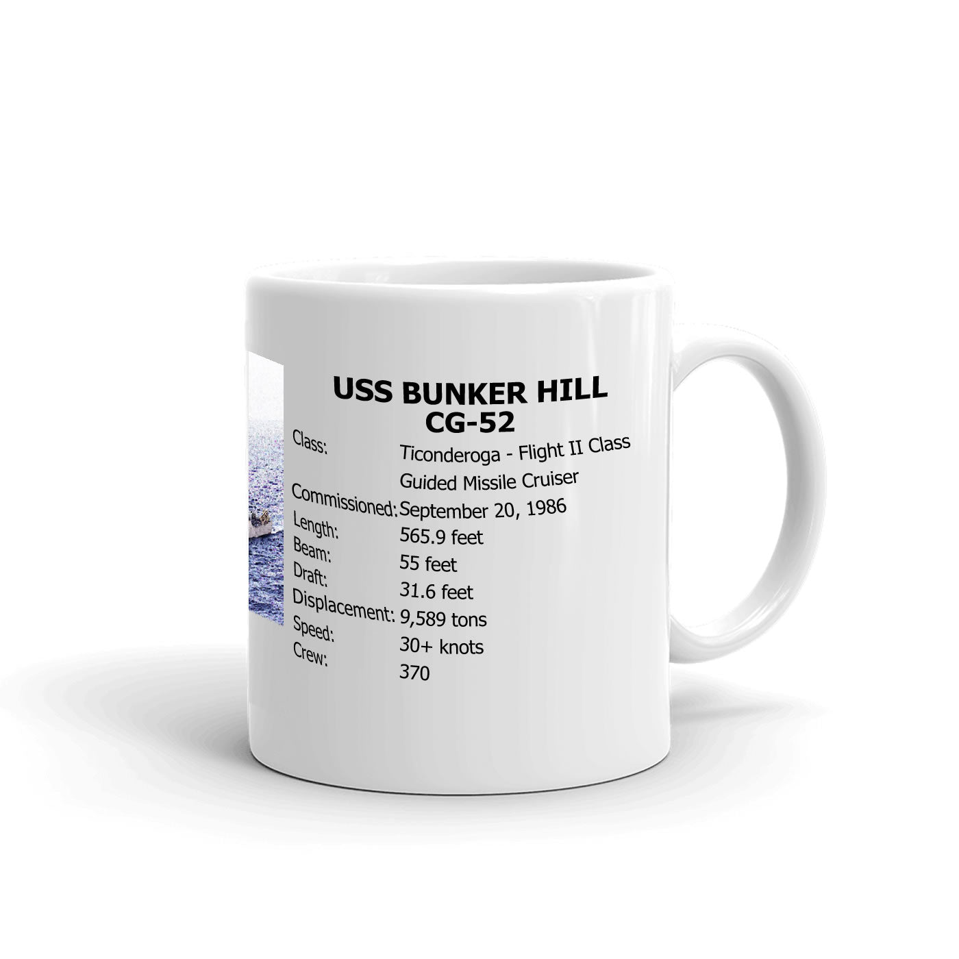 USS Bunker Hill CG-52 Coffee Cup Mug Right Handle