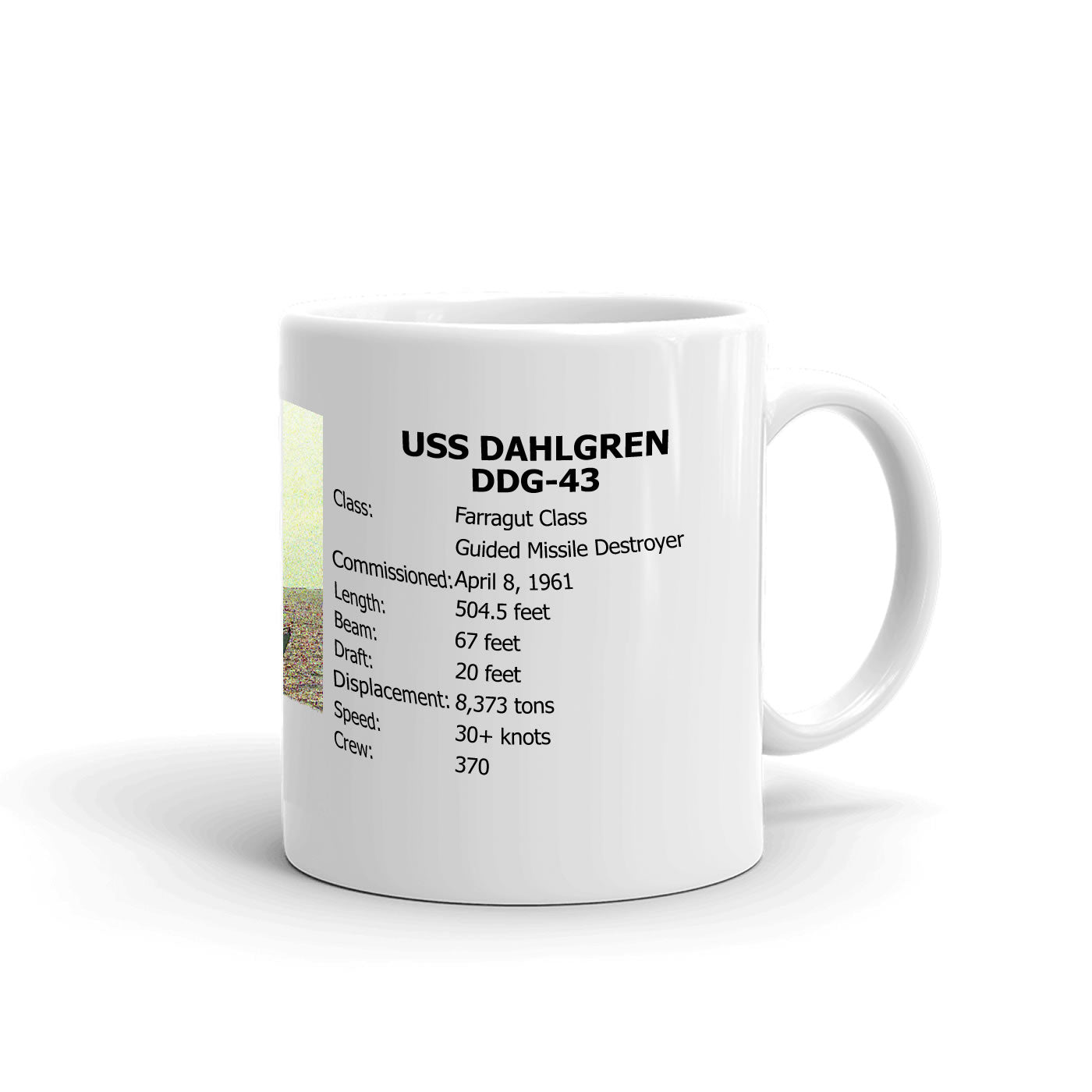 USS Dahlgren DDG-43 Coffee Cup Mug Right Handle