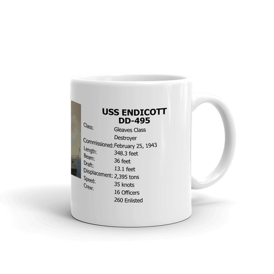 USS Endicott DD-495 Coffee Cup Mug Right Handle
