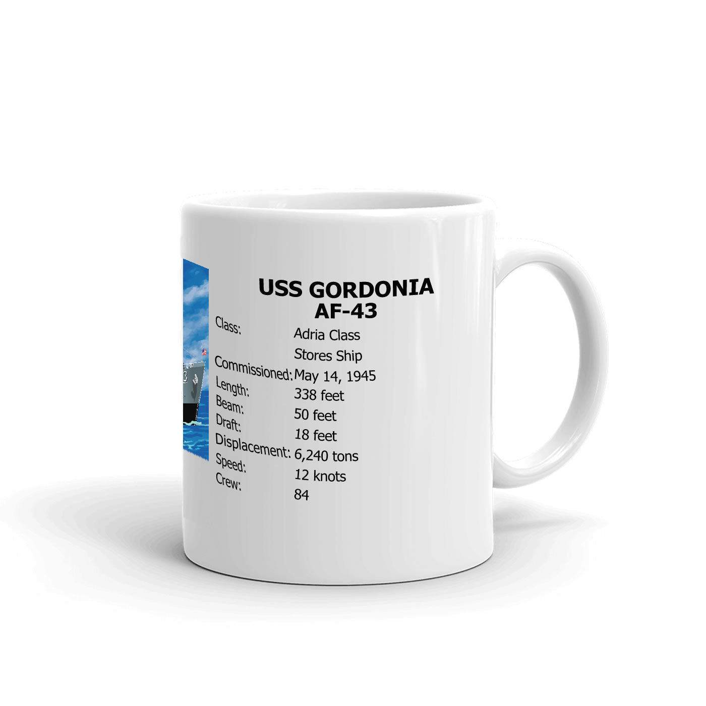 USS Gordonia AF-43 Coffee Cup Mug Right Handle