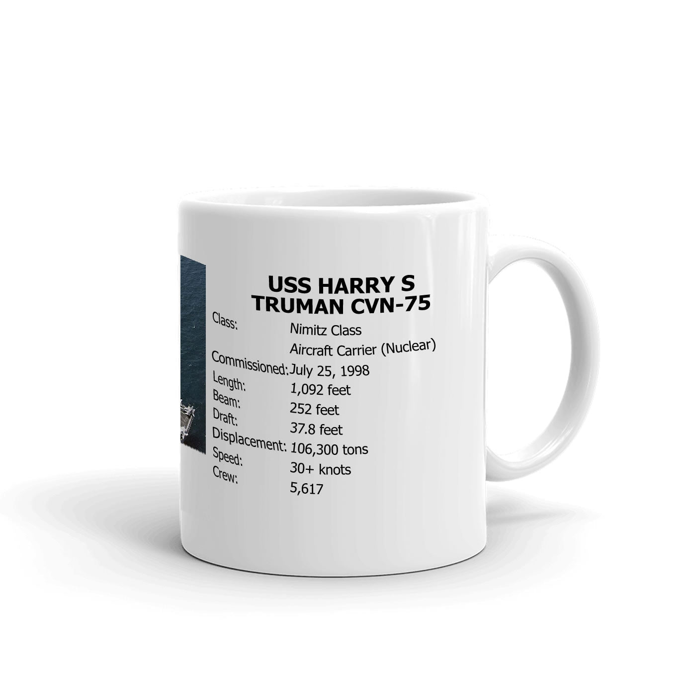USS Harry S Truman CVN-75 Coffee Cup Mug Right Handle