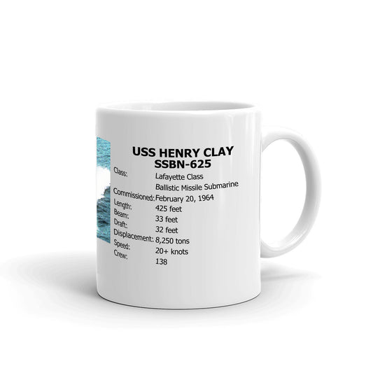 USS Henry Clay SSBN-625 Coffee Cup Mug Right Handle