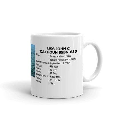 USS John C Calhoun SSBN-630 Coffee Cup Mug Right Handle