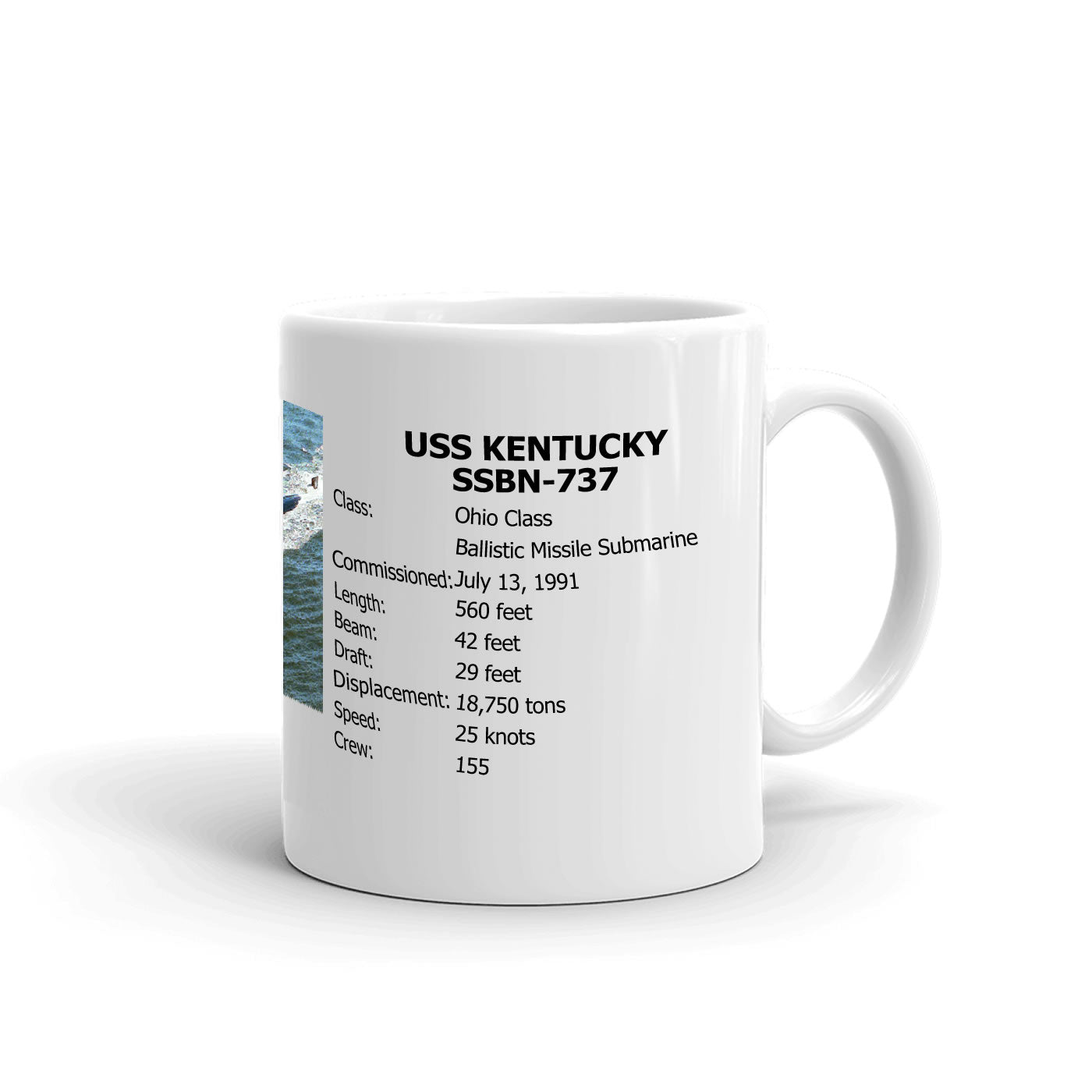 USS Kentucky SSBN-737 Coffee Cup Mug Right Handle