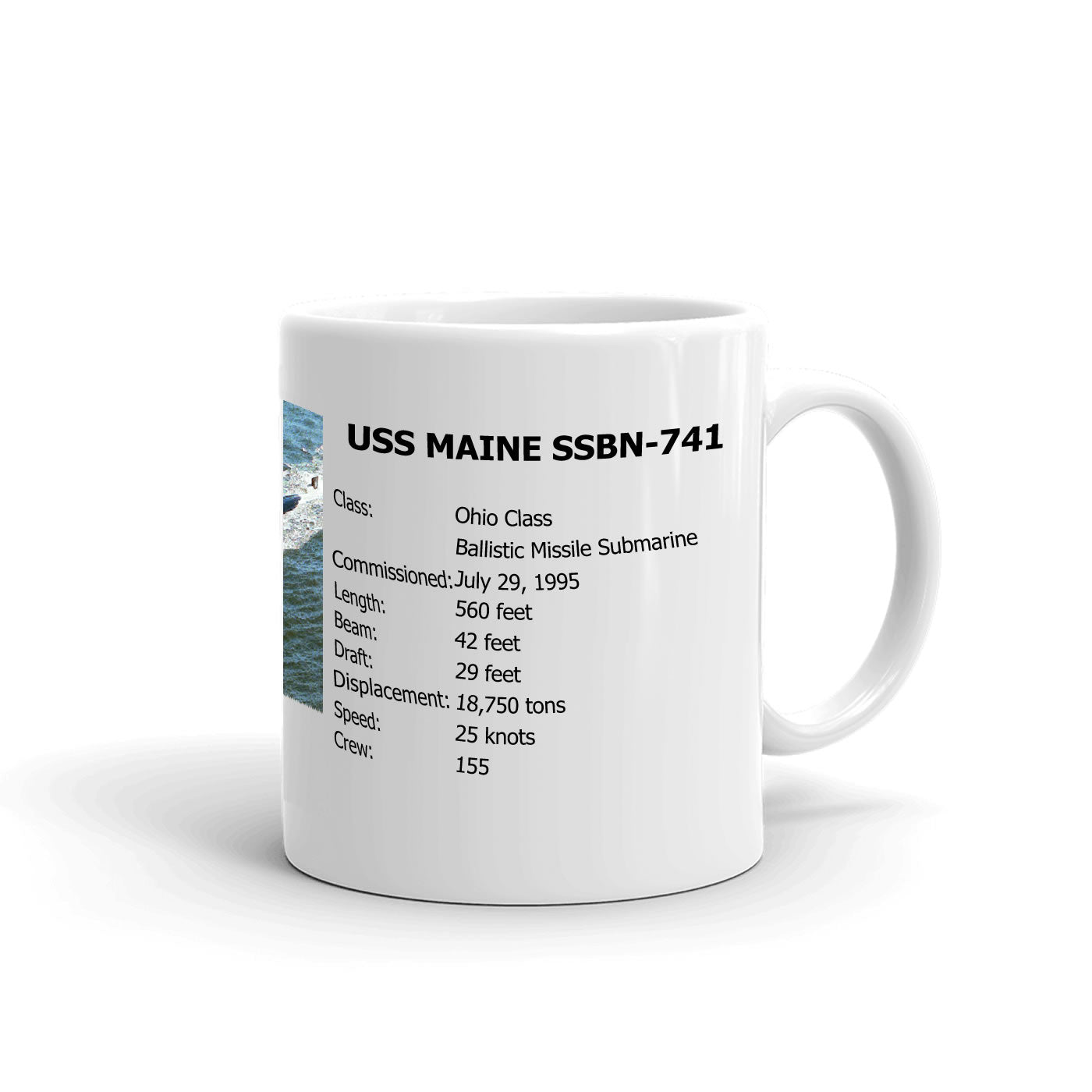 USS Maine SSBN-741 Coffee Cup Mug Right Handle
