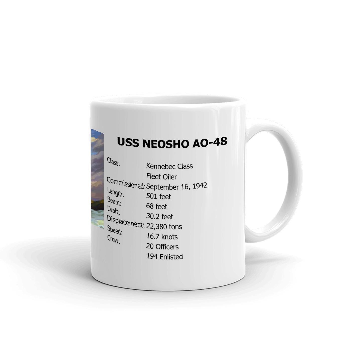 USS Neosho AO-48 Coffee Cup Mug Right Handle