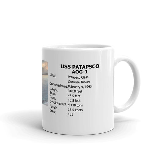 USS Patapsco AOG-1 Coffee Cup Mug Right Handle