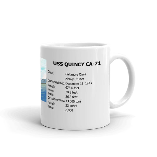 USS Quincy CA-71 Coffee Cup Mug Right Handle