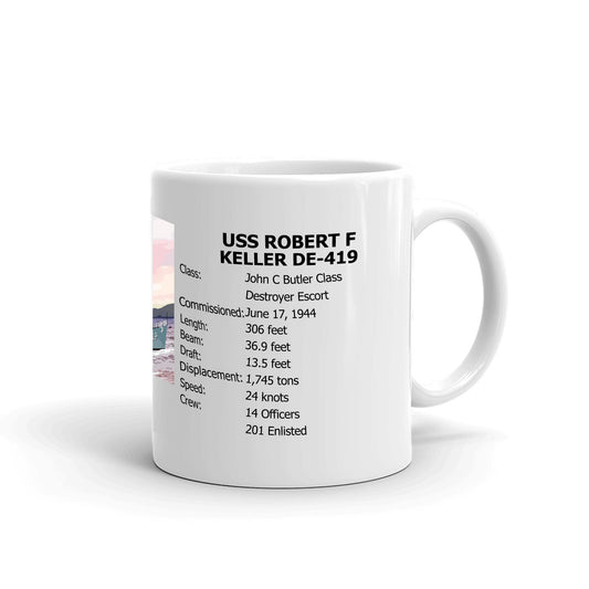 USS Robert F Keller DE-419 Coffee Cup Mug Right Handle