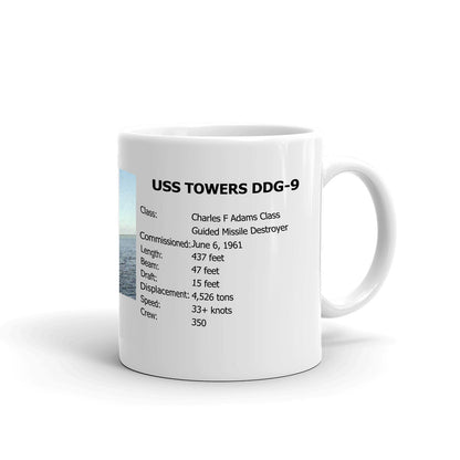 USS Towers DDG-9 Coffee Cup Mug Right Handle