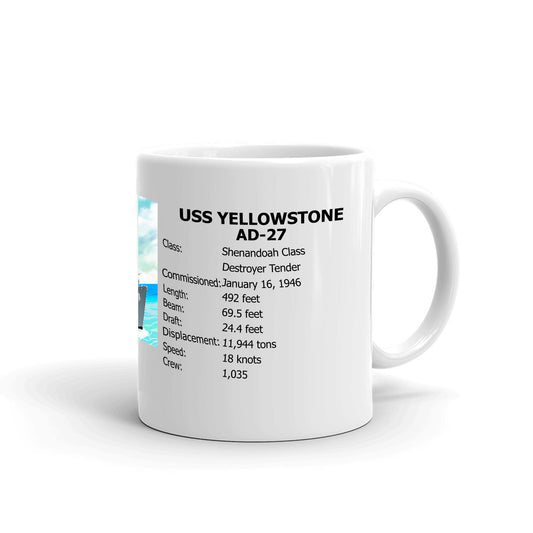 USS Yellowstone AD-27 Coffee Cup Mug Right Handle