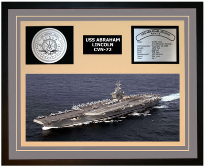 USS ABRAHAM LINCOLN CVN-72 Framed Navy Ship Display Grey