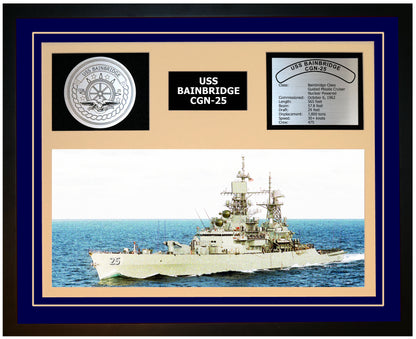 USS BAINBRIDGE CGN-25 Framed Navy Ship Display Blue