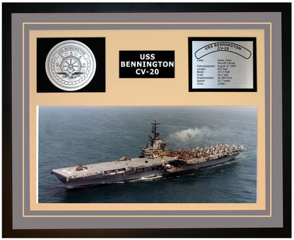 USS BENNINGTON CV-20 Framed Navy Ship Display Grey