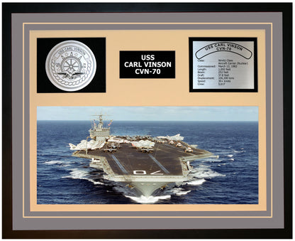 USS CARL VINSON CVN-70 Framed Navy Ship Display Grey