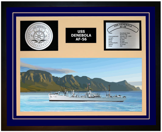 USS DENEBOLA AF-56 Framed Navy Ship Display Blue