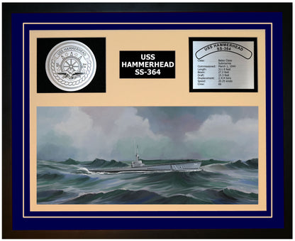 USS HAMMERHEAD SS-364 Framed Navy Ship Display Blue
