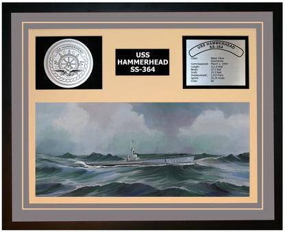 USS HAMMERHEAD SS-364 Framed Navy Ship Display Grey