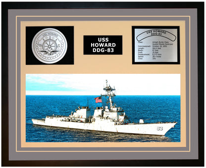 USS HOWARD DDG-83 Framed Navy Ship Display Grey