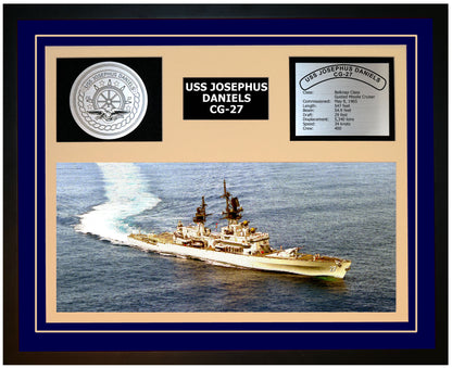 USS JOSEPHUS DANIELS CG-27 Framed Navy Ship Display Blue