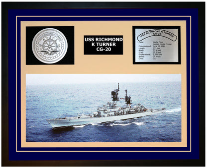 USS RICHMOND K TURNER CG-20 Framed Navy Ship Display Blue