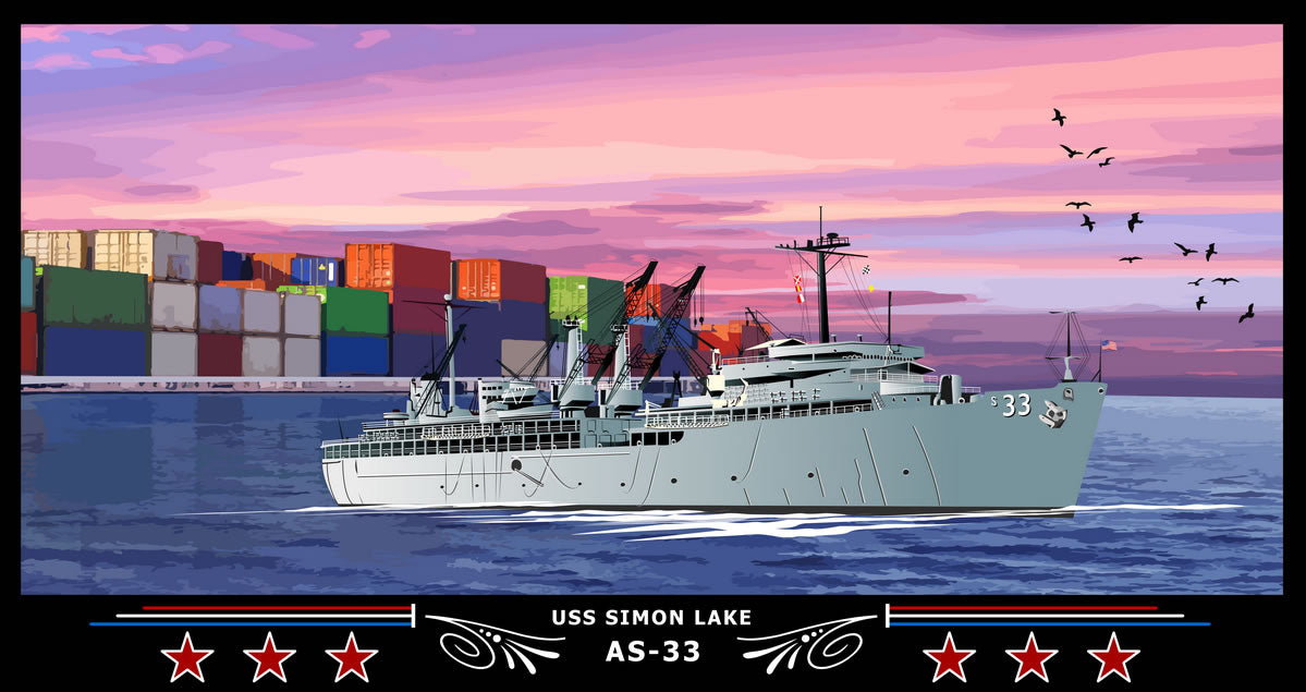 USS SIMON LAKE AS-33 Art Print