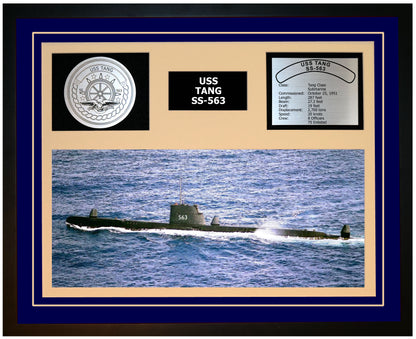 USS TANG SS-563 Framed Navy Ship Display Blue