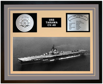 USS TARAWA CV-40 Framed Navy Ship Display Grey
