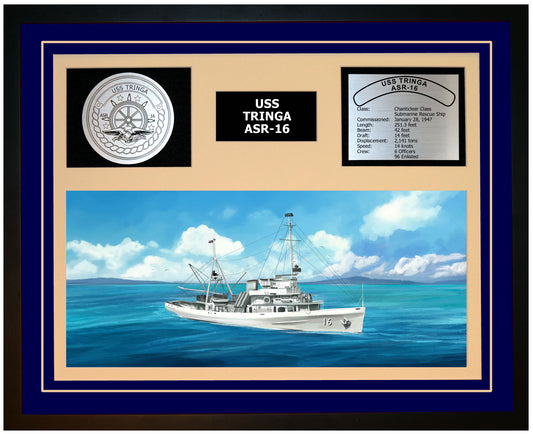 USS TRINGA ASR-16 Framed Navy Ship Display Blue