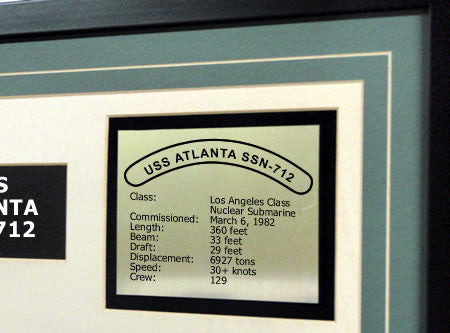 USS Atlanta SSN712 Framed Navy Ship Display Text Plaque