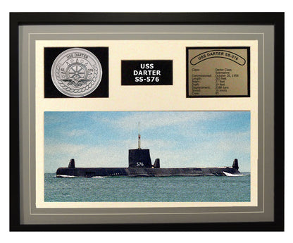 USS Darter  SS 576  - Framed Navy Ship Display Grey