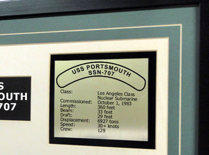 USS Portsmouth SSN707 Framed Navy Ship Display Text Plaque
