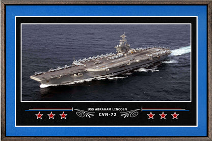 USS ABRAHAM LINCOLN CVN 72 BOX FRAMED CANVAS ART BLUE