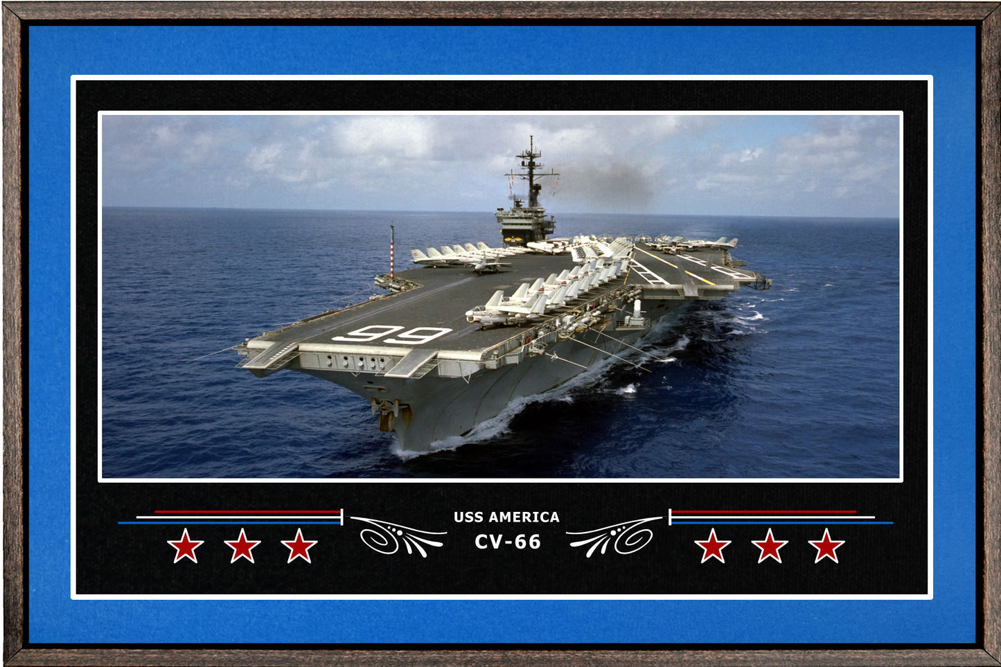 USS AMERICA CV 66 BOX FRAMED CANVAS ART BLUE