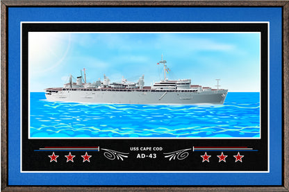 USS CAPE COD AD 43 BOX FRAMED CANVAS ART BLUE