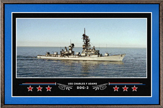 USS CHARLES F ADAMS DDG 2 BOX FRAMED CANVAS ART BLUE