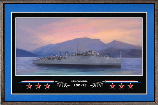 USS COLONIAL LSD 18 BOX FRAMED CANVAS ART BLUE