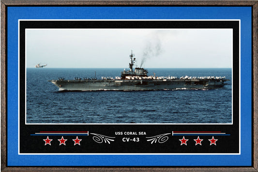 USS CORAL SEA CV 43 BOX FRAMED CANVAS ART BLUE