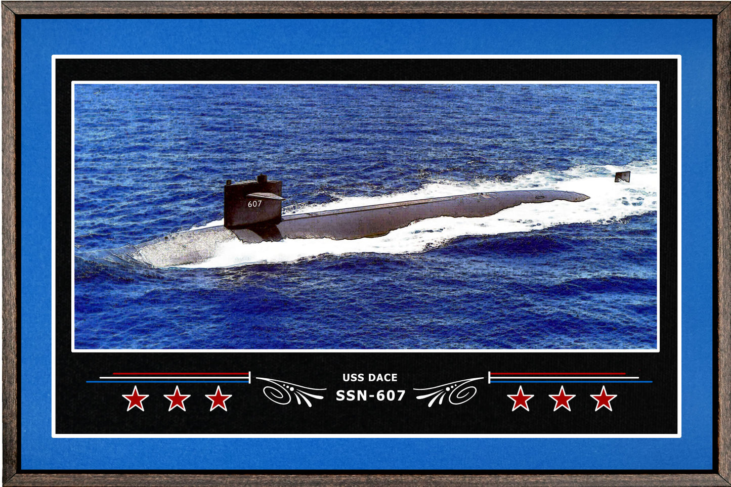 USS DACE SSN 607 BOX FRAMED CANVAS ART BLUE