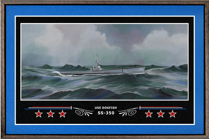 USS DOGFISH SS 350 BOX FRAMED CANVAS ART BLUE
