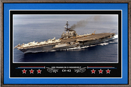 USS FRANKLIN D ROOSEVELT CV 42 BOX FRAMED CANVAS ART BLUE