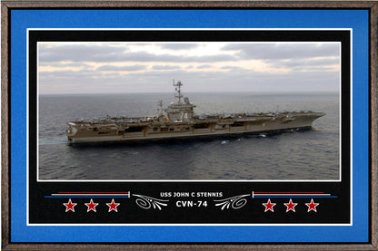 USS JOHN C STENNIS CVN 74 BOX FRAMED CANVAS ART BLUE