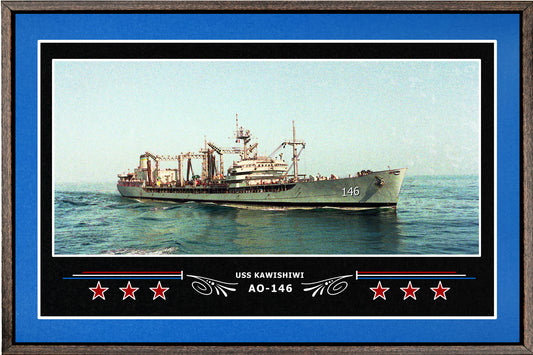 USS KAWISHIWI AO 146 BOX FRAMED CANVAS ART BLUE