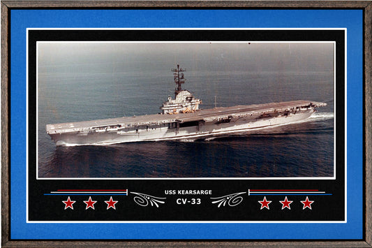 USS KEARSARGE CV 33 BOX FRAMED CANVAS ART BLUE