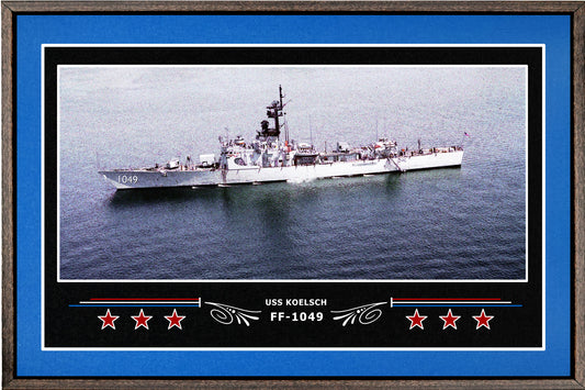 USS KOELSCH FF 1049 BOX FRAMED CANVAS ART BLUE