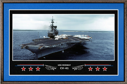 USS MIDWAY CV 41 BOX FRAMED CANVAS ART BLUE