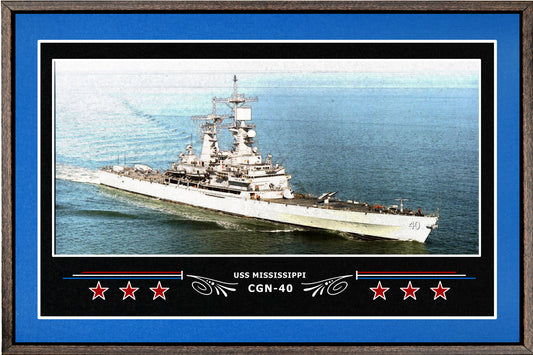 USS MISSISSIPPI CGN 40 BOX FRAMED CANVAS ART BLUE