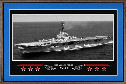 USS VALLEY FORGE CV 45 BOX FRAMED CANVAS ART BLUE